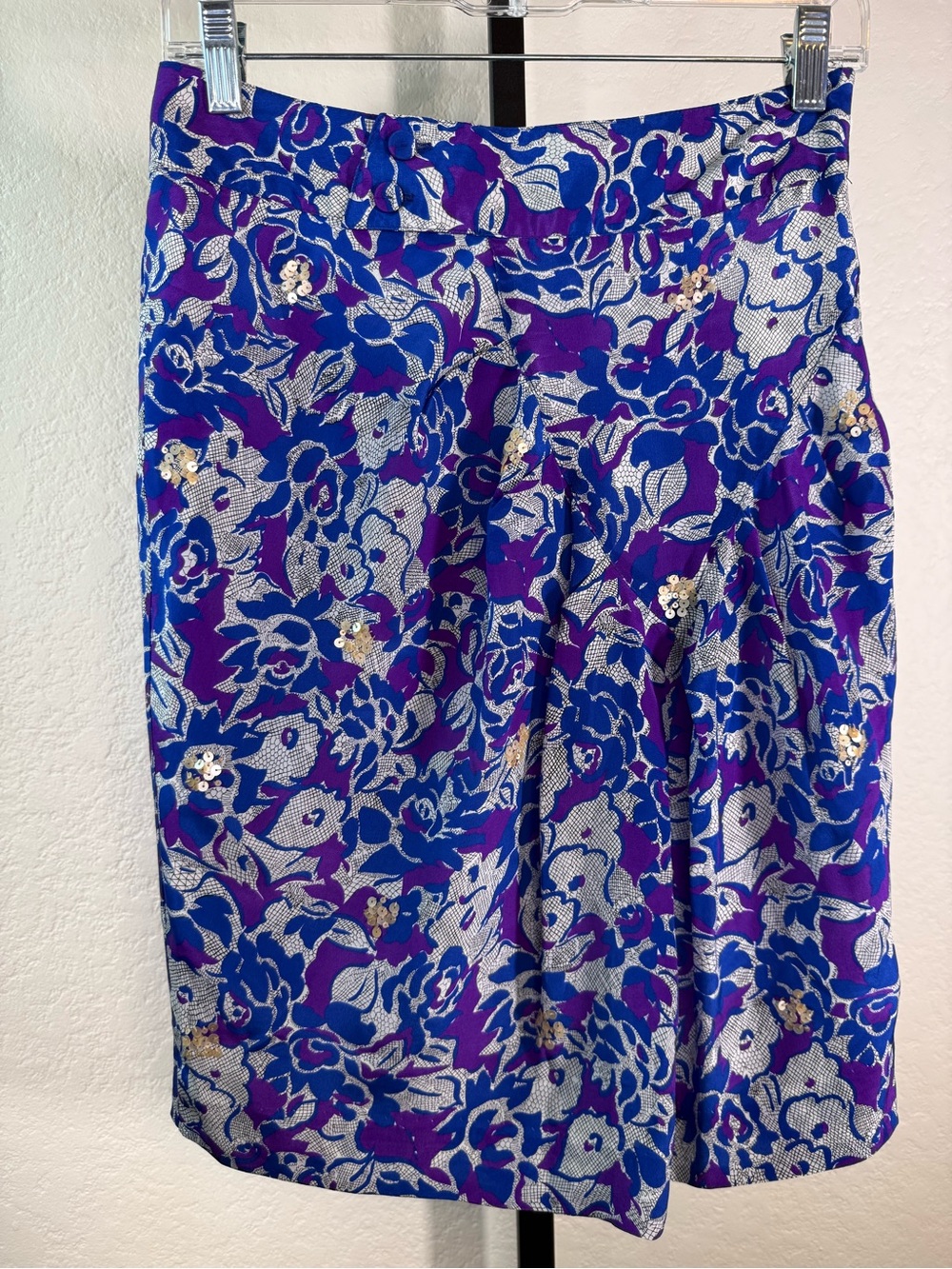Anthropologie Fei Silk Sequins Embellished Retro Glam Y2K Pencil Skirt Size 4